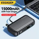 Essager sạc dự phòng Xách Tay 15000MAh Trong Với USB C Cáp Bên Ngoài Phụ Tùng Pin sạc dự phòng Cho Iphone iPad macbook 65W Sạc Nhanh