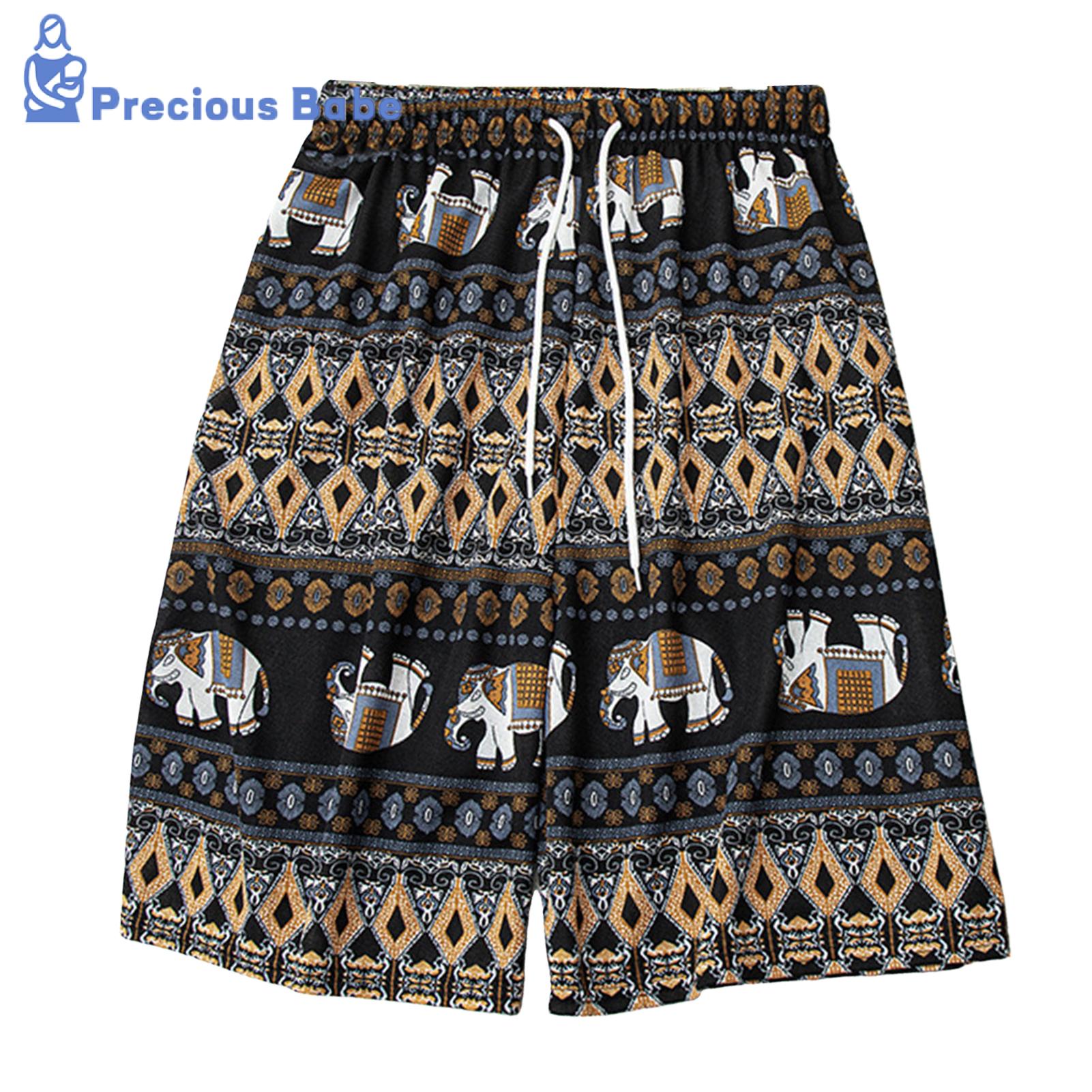 【Hàng có sẵn】 quần short họa tiết voi Thái quần áo đi biển thoải mái Quần soóc mùa hè in hình con vo
