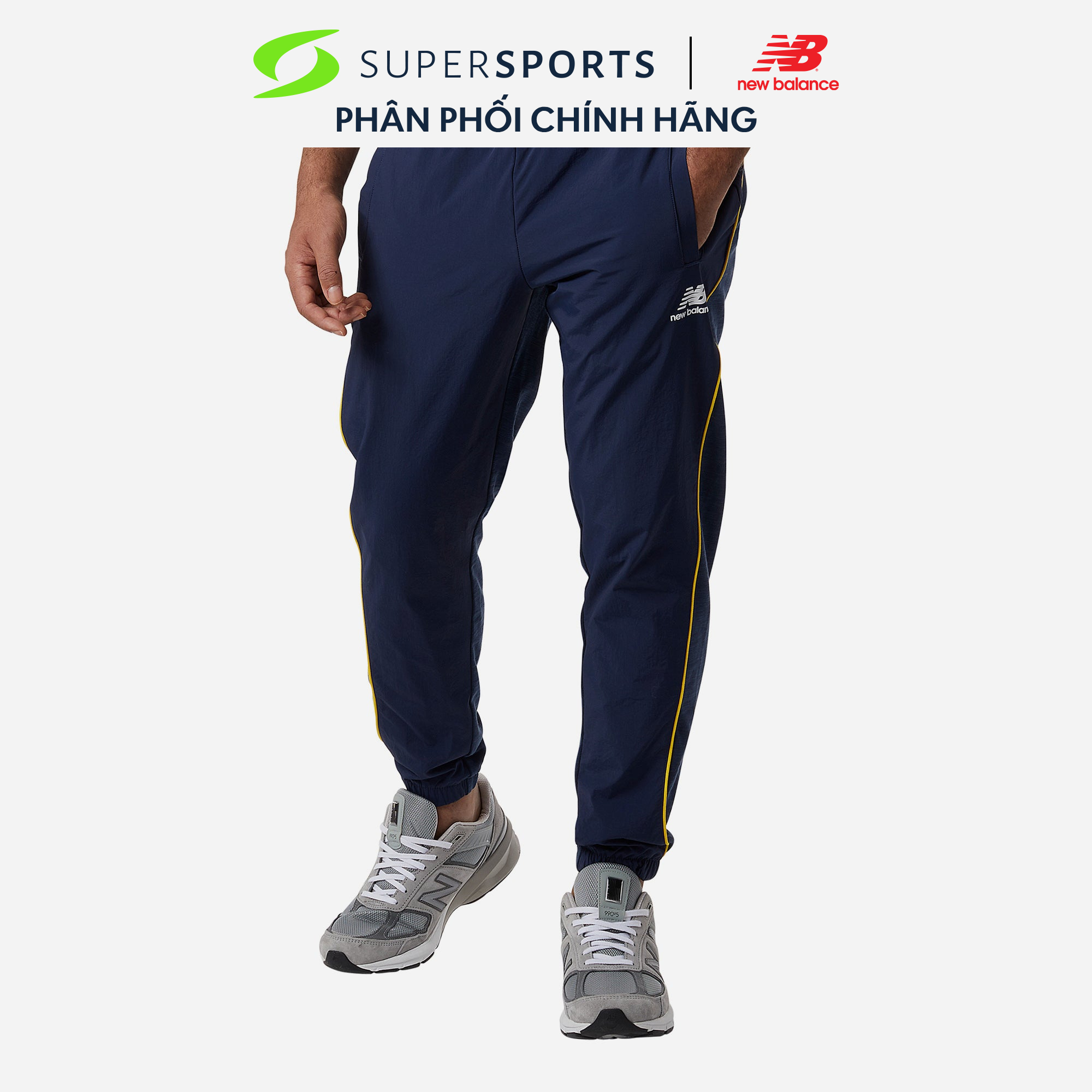 New balance quần dài thời trang nam app lifestyle pants m natural indigo mp23501ngo