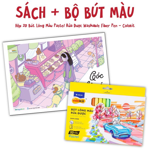 Fahasa - combo sách hay sách góc nhỏ có nắng + hộp 20 bút lông màu pastel rửa được washable fiber pen - colokit swm-c008