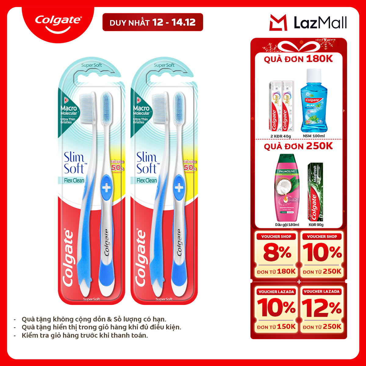 Bàn chải đánh răng Colgate Slimsoft Flex Clean - Mềm mảnh, than hoạt tính, 170mm