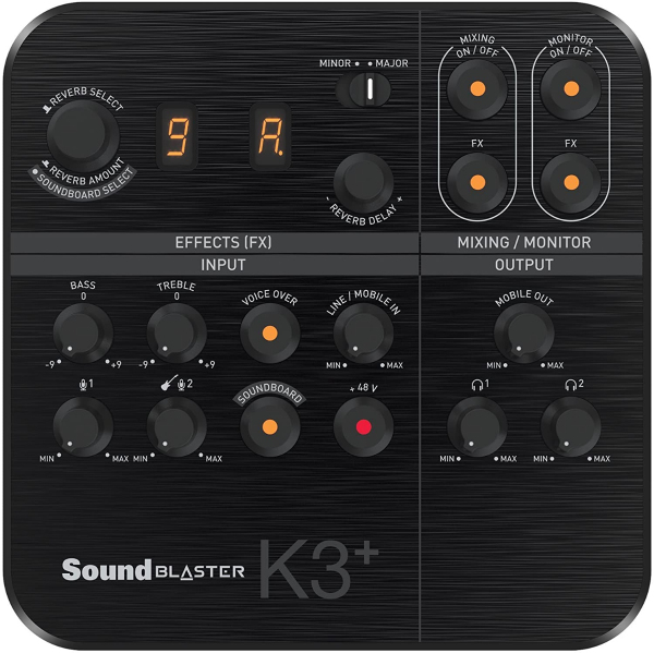 Creative Sound Blaster K3+ USB Powered 2 Channel Digital Mixer AMP/DAC/, Digital Effects XLR Inputs with Phantom Power / TRS / Z Line Inputs Singapore