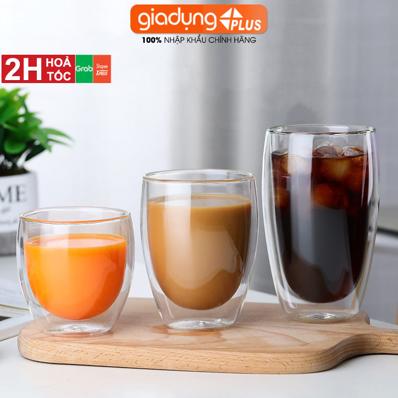 Cốc thủy tinh 2 lớp cách nhiệt | cốc uống nước, cốc uống cà phê thủy tinh borosilicate