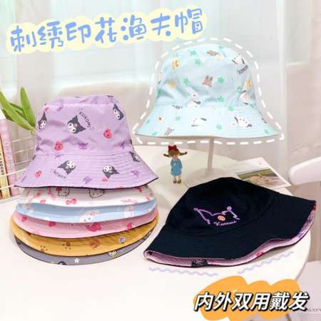 2023 Sanrioed Anime Cinnamoroll Kuromi Melody Men Woman\'S Sun Hats Kawaii Cartoon Bucket Hats Panama Fisherman Cap Girl Gift