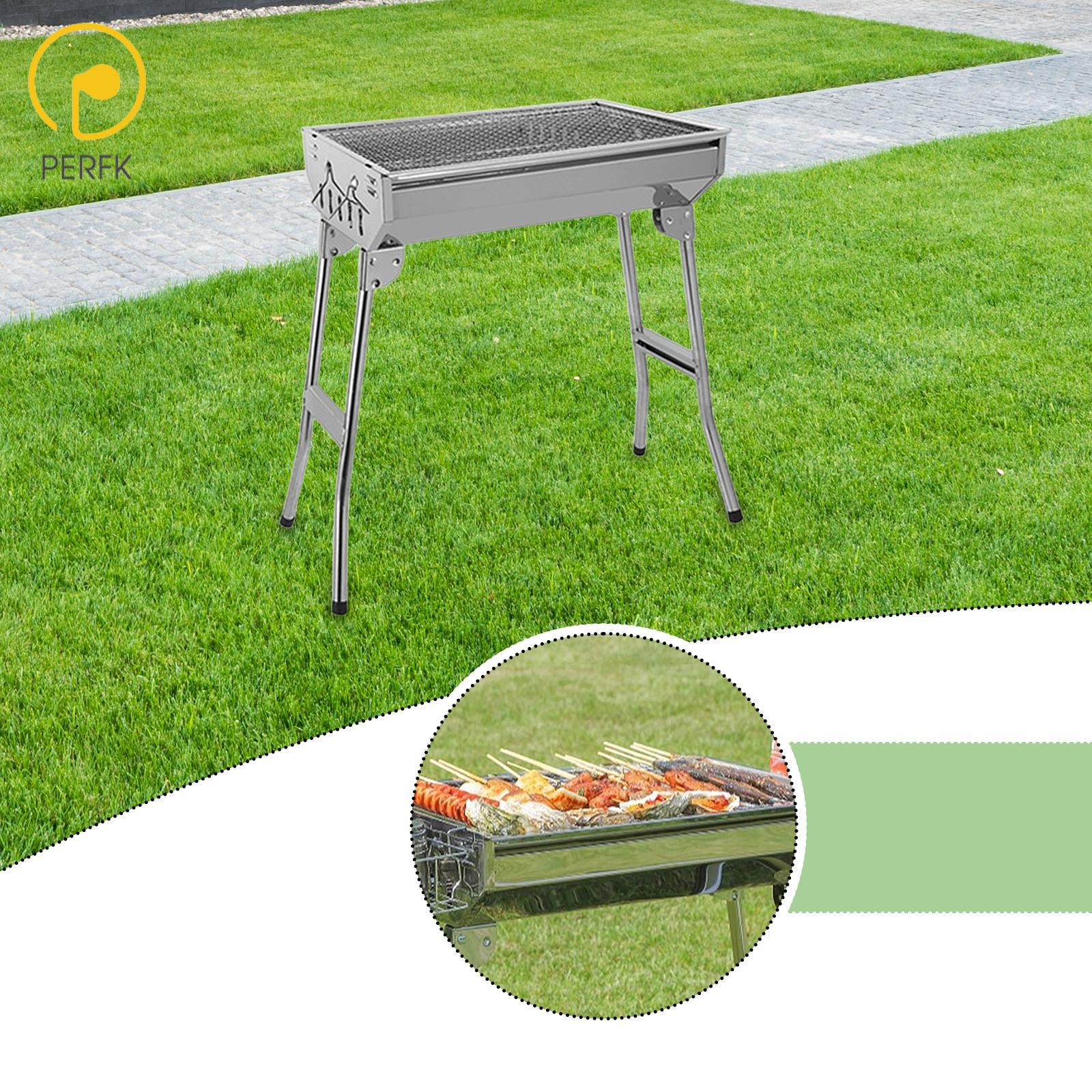Perfk Foldable Charcoal Grill Barbecue Grill Sturdy BBQ Practical Camping Furnace Grilling for Beach Travel Garden Fishing Supplies ราคา 1,920 บาท*ส่งฟรี