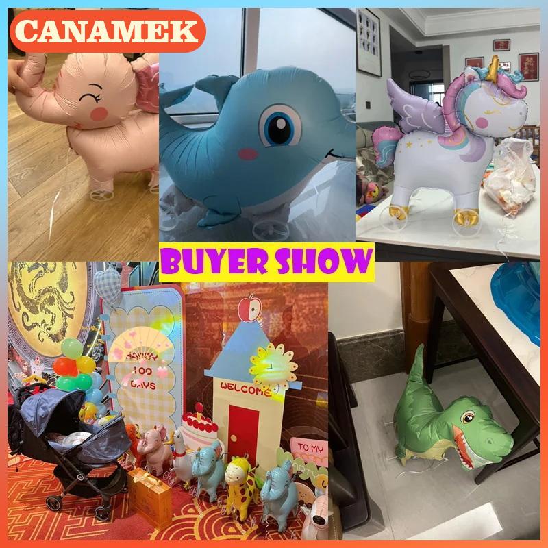 CANAMEK ลูกโป่งฟอยล์รูปสัตว์การ์ตูนแบบตั้งพร้อมล้อ1ชิ้นบอลลูนเดินปิดผนึกตัวเองสำหรับเด็กของขวัญวันเกิดอุปกรณ์งานเลี้ยง ราคา 28 บาท*ส่งฟรี