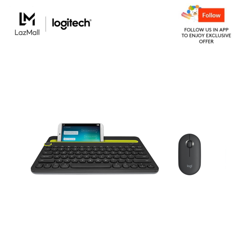 Logitech K480 White Bluetooth Multi-Device Keyboard (iOS, Android, OSX, iPhone) + Logitech Pebble M350 Wireless Mouse with Bluetooth or USB - Silent, Slim Computer Mouse with Quiet Click for Laptop, Notebook, PC and Mac Singapore