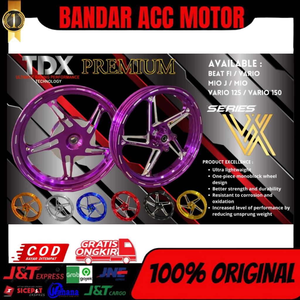 Promotion of Original Tdx Racing Vx500 Wheels Kzr Ring 14 Holes 4 Pair Front and Rear 185X14 & 215X14 Harga 1,600,000 rupiah*Gratis Ongkir