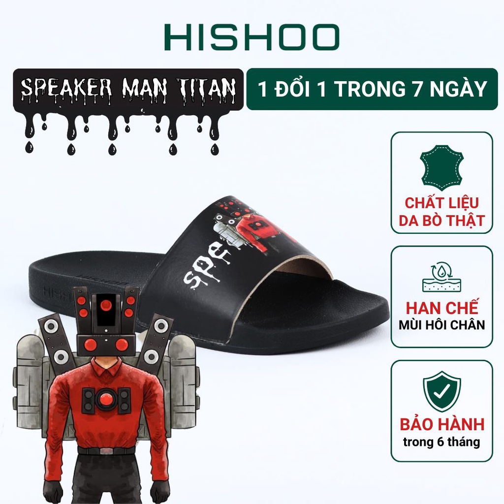 Dép quai ngang slipper Titan Speaker Man cao cấp nam, nữ HISHOO siêu nhẹ da Bò thời trang size 36 - 45 U113