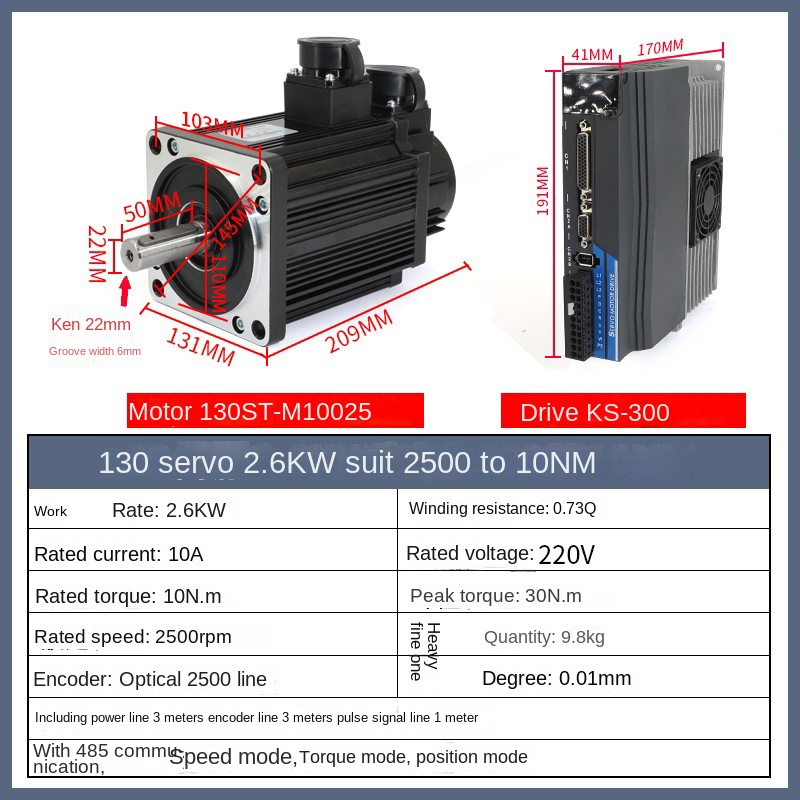 Bộ động cơ servo và driver 130 2.6KW 10NM 2500 Thắng | PFDE Series 40/60/80/110/130 - Công suất 100W-2600W, IP65, Tự Động Hóa Công nghiệp