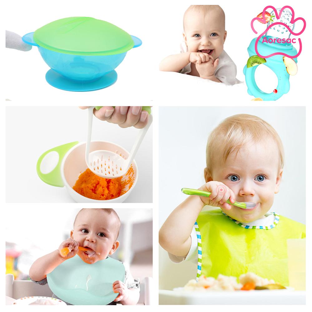 Aoresac Eacam ชุดให้อาหารเด็ก Baby Feeding Supplies Essentials Kit ชามดูดซิลิโคนช้อน Bib Feeder ชุดชามบดสำหรับ Self ราคา 352 บาท*ส่งฟรี