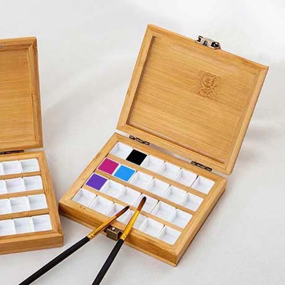 Verena 24 Lưới Rắn Sắc Tố Dispenser Nail Keo hộp rỗng khóa Khóa Thiết Kế phụ kiện móng Bằng Gỗ Palette Trường Hợp Nhật Bản Phong Cách vật tư làm móng sơn màu nước Hộp Nail Salon