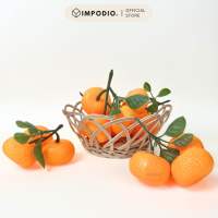 IMPODIO Jeruk Tangkai Artificial Palsu - Buah Fake Properti Dekorasi Foto Produk Replika