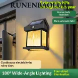 Runenbaoluo Đèn tường năng lượng mặt trời chuyển động ngoài trời cảm biến ánh sáng tự động cho sân vườn ban công Đèn trang trí chống thấm nước