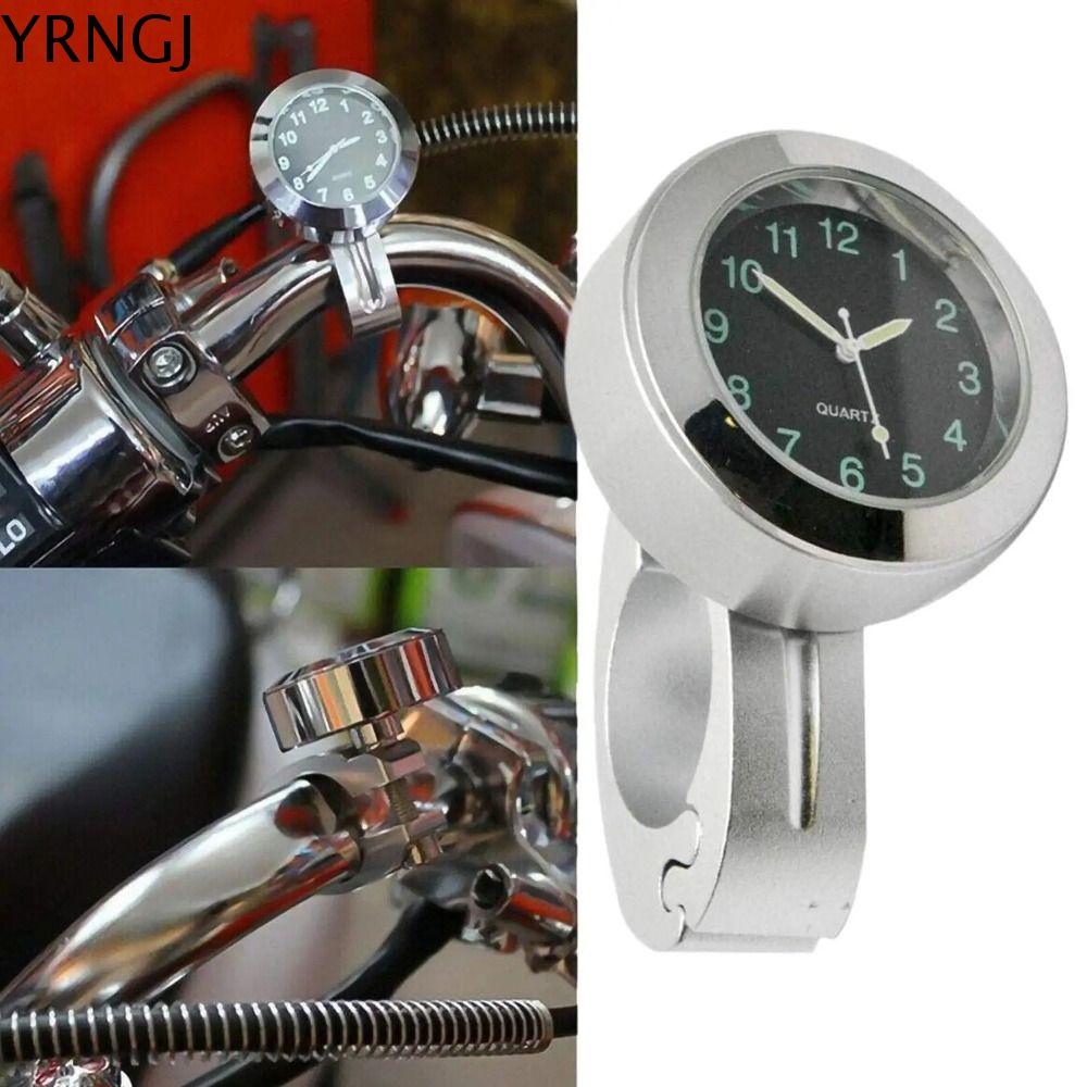 YRNGJ Vỏ nhôm Đồng hồ thạch anh xe máy Sáng Chống thấm nước Đồng hồ gắn trên tay lái Đồng hồ 22-25mm Đồng hồ phát sáng Sử dụng xe máy