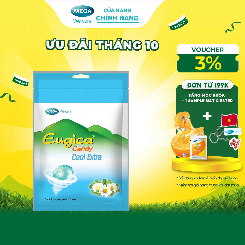 Kẹo ngậm thảo dược the mát EUGICA CANDY COOL EXTRA (Túi zip 15 viên)