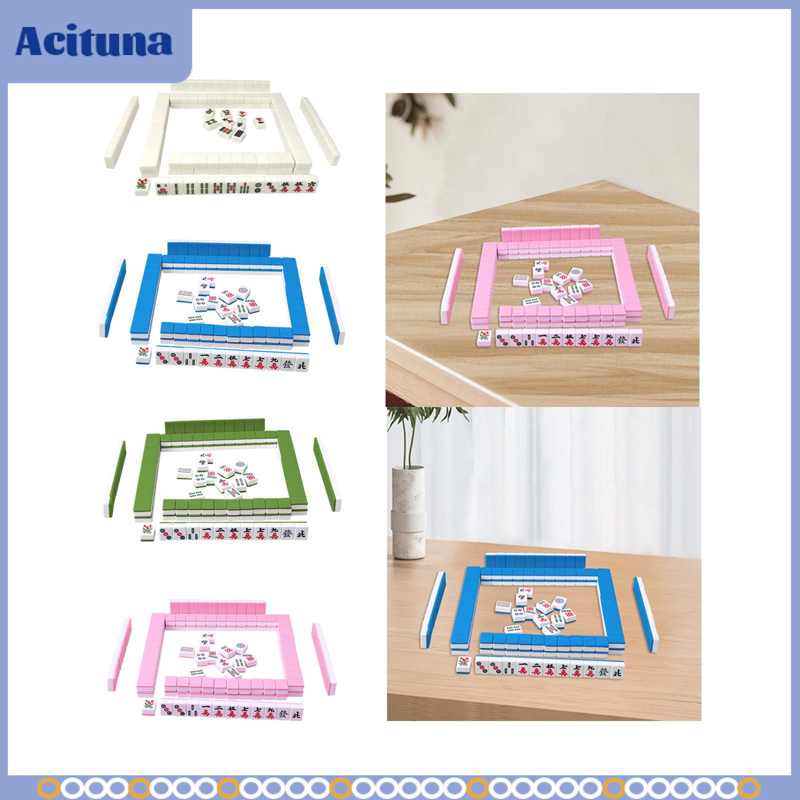 บอร์ดเกม การ์ดเกม เกมกระดานฝึกสมอง Acituna 144Pcs Mini Mahjong Tiles Chinese Game Play Chinese Version Game Set Classic Board Game Portable for Dormitory Travel Apartment