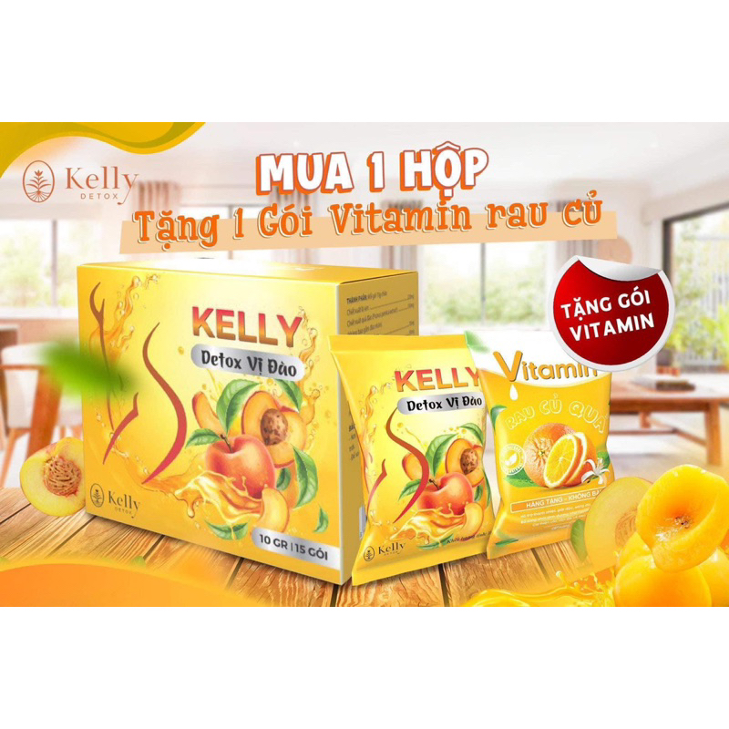 Trà Đào Giảm Cân Detox Kelly chính hãng kèm vitamin