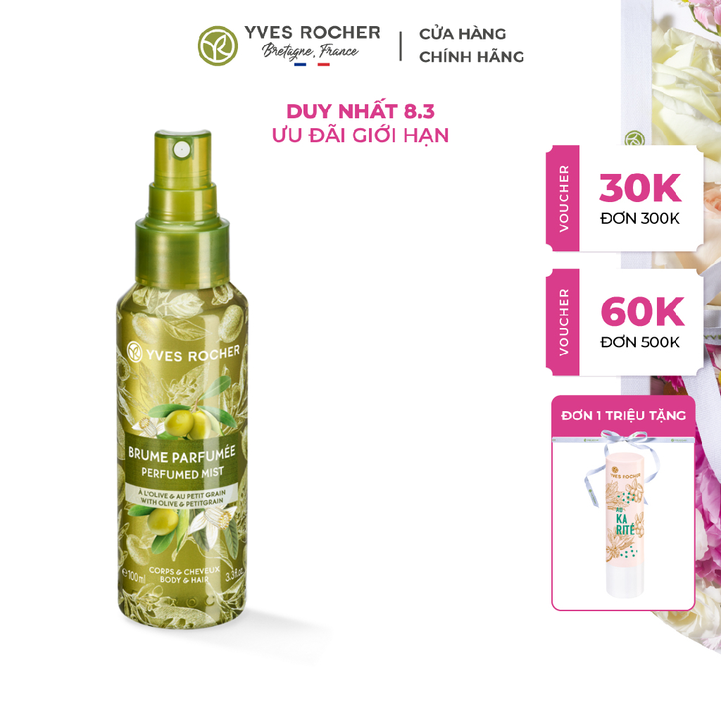 Xịt Thơm Toàn Thân Yves Rocher Sensuality Body & Hair Olive Petit Grain 100ml