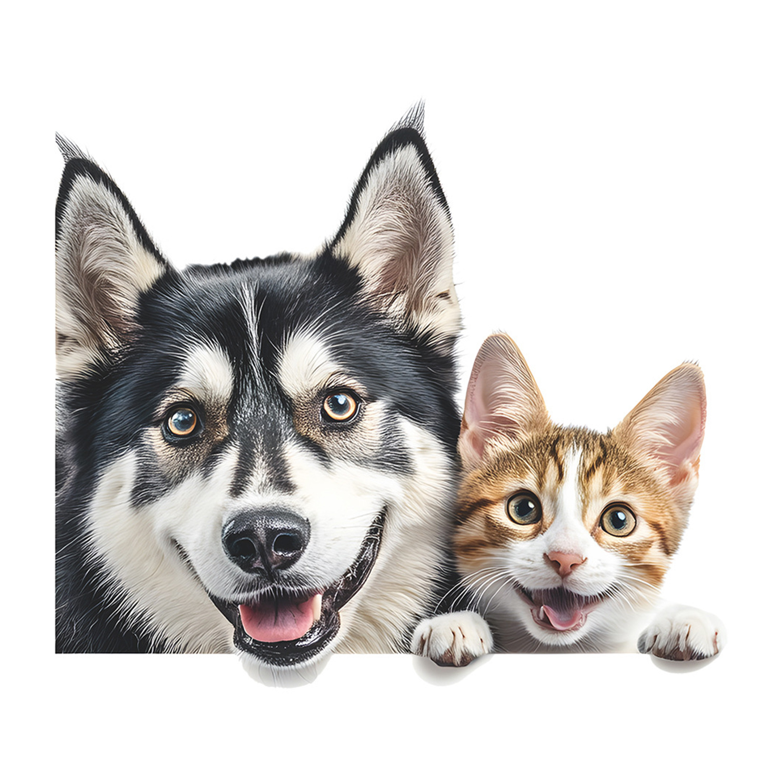 Peeping Husky Cat Window Sticker UV-Resistant Waterproof PVC Removable Dog Kitten Glass Door Decorative Decal