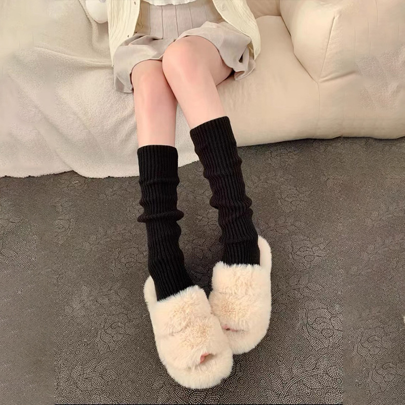 ELES Dệt kim Jk Tất Tất dành cho Nữ Trắng Dài Bê Tất Chân Có Mùa Thu Đông Ấm Áp lolita Đống Tất loli