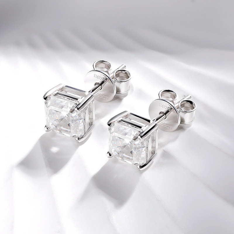 TBCYD 2CT D VVS1 Asscher Cut Moissanite Earrings For Women S925 Silver Classic 4 Prongs Diamond Ear Studs Sparkling Fine Jewelry ราคา 1,168 บาท*ส่งฟรี