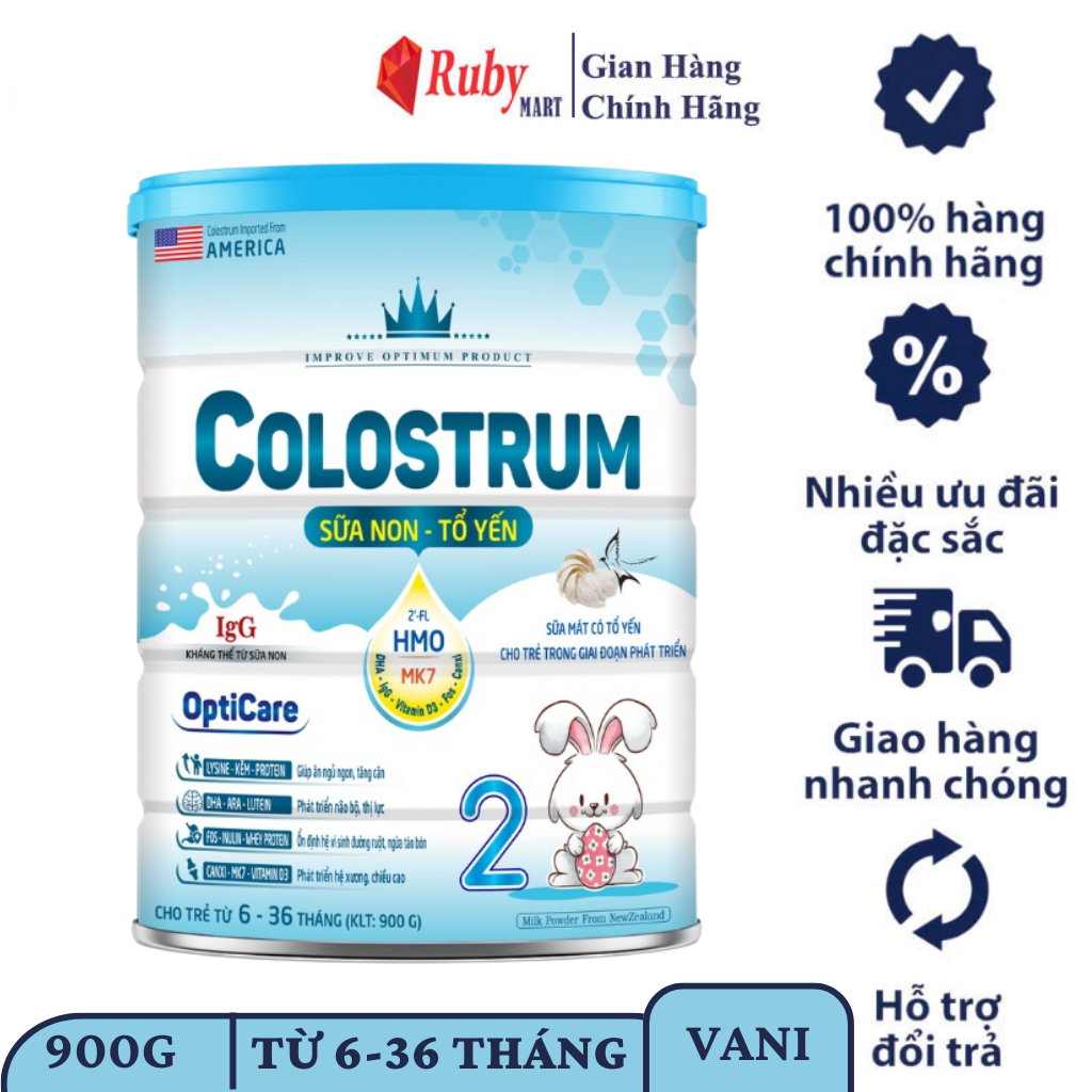 [Date T7/25] Sữa Bột Colostrum Opticare 2 cho trẻ từ 6 – 36 tháng tuổi lon 900g