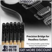 ammoon Headless Guitar Bridge 10.5mm String Spacing Zinc Alloy Tailpiece with Brass Nut for Electric Guitar Stable Tuning Tension Adjustment