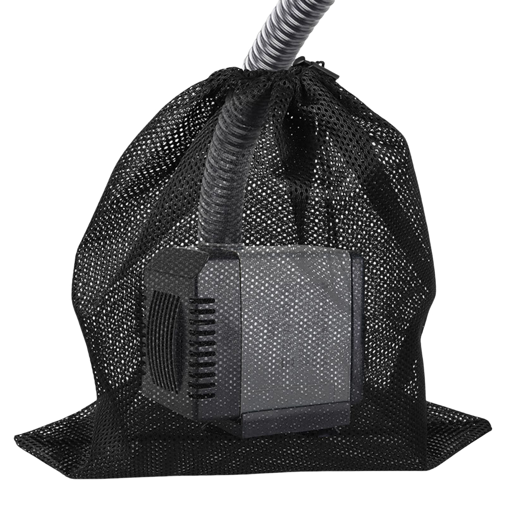[HomeToolss]Aquarium Filter Pump Barrier Bag with Drawstring Black Media Bag for Pond Water Filtration