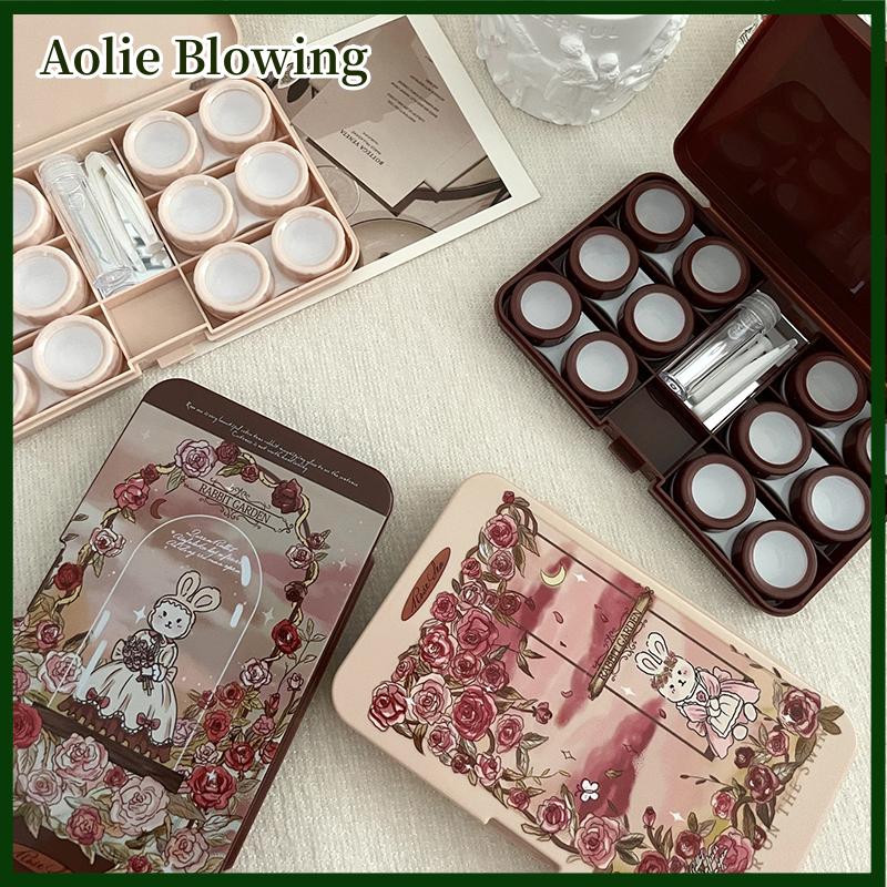 Aolie 6 cặp liên hệ với ống kính trường hợp liên hệ với ống kính lưu trữ hộp xách tay du lịch Kính áp tròng trường hợp ngâm container ống kính hộp cho vẻ đẹp học sinh