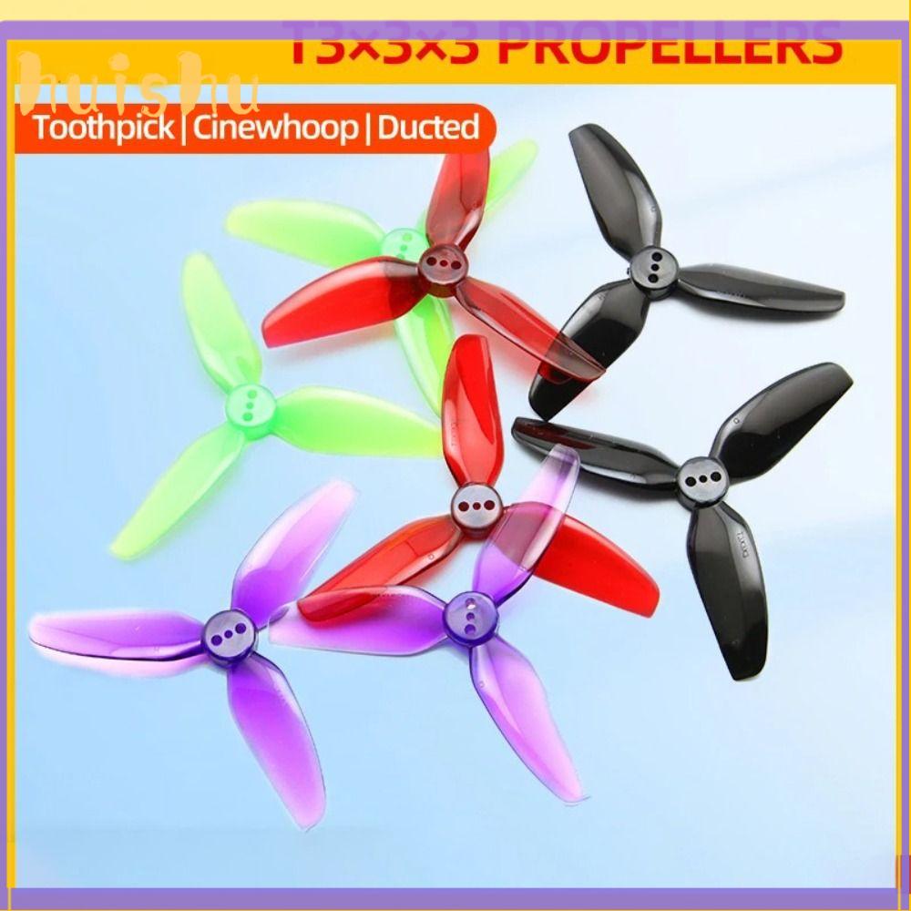 HUISHU 2Pairs 3inch Cánh quạt Prop t3x3x3 Chống rơi PC Tăm Điện Ảnh Bền 3 lưỡi Cánh quạt tiến và lùi