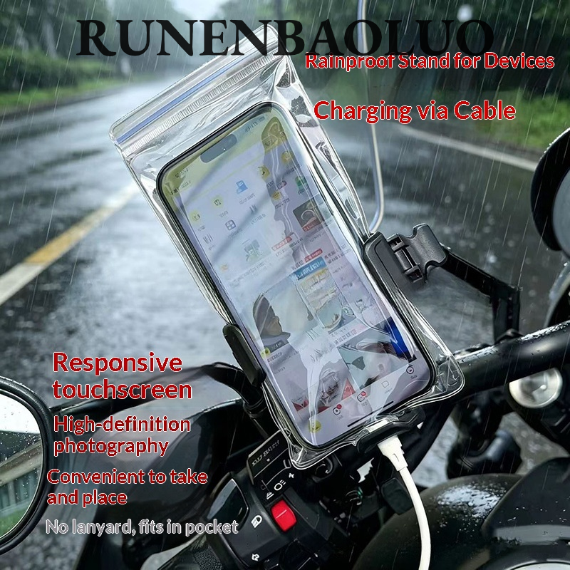 RUNENBAOLUO Waterproof Phone Mount for Riders with Touchscreen, Charging Port, and Rain Protection - Perfect for Delivery Drivers Giá 20,000 Đồng*Miễn phí vận chuyển