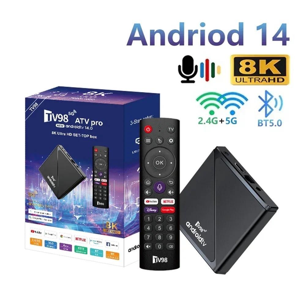 Đầu Phát Android 14 TV Box 8K Set Top Box Quad Core 5G Dual Wifi BT5.0 Điều khiển bằng giọng nói Điều khiển từ xa