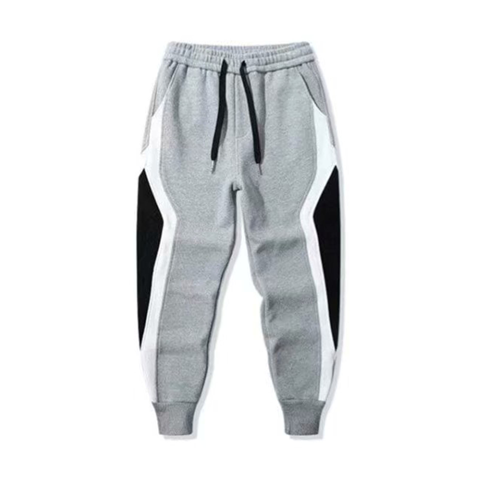 UHH Men Drawstring Pants Plus Size Sweatpants Plus Size Men’s Sport Pants Contrast Color Ankle-banded Sweatpants with Drawstring Elastic Waist Loose Fit Trousers with Pockets for Daily Exercise - 2