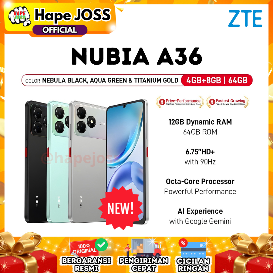 ZTE Nubia A36 4/64GB Garansi Resmi Harga  1,149,000 Ringgit*Penghantaran Percuma
