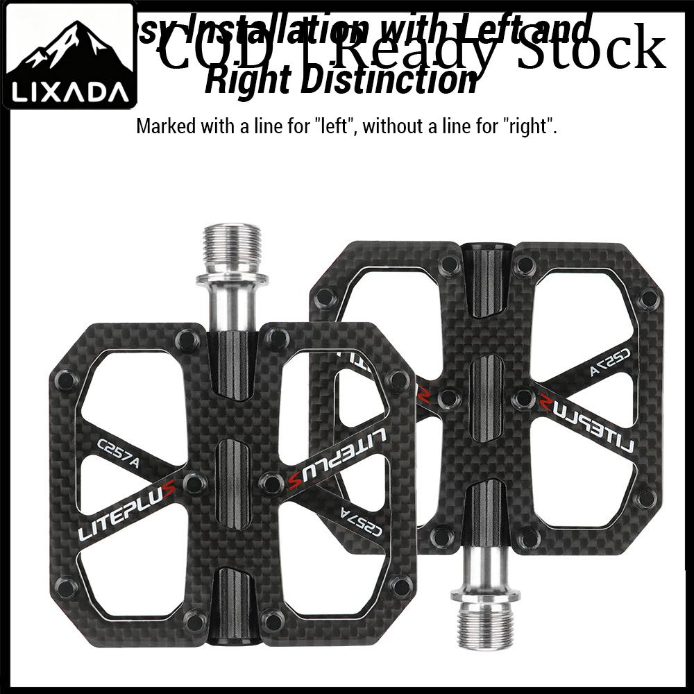 LIXADA MTB Flat Pedals Road Bike Pedals Lightweight Carbon Fiber Ti Axle Folding Bike Pedals Anti-Slip Corrosion Resistant Easy Install for Longtime Riding Presyo 3,426 Piso*Libreng Shipping