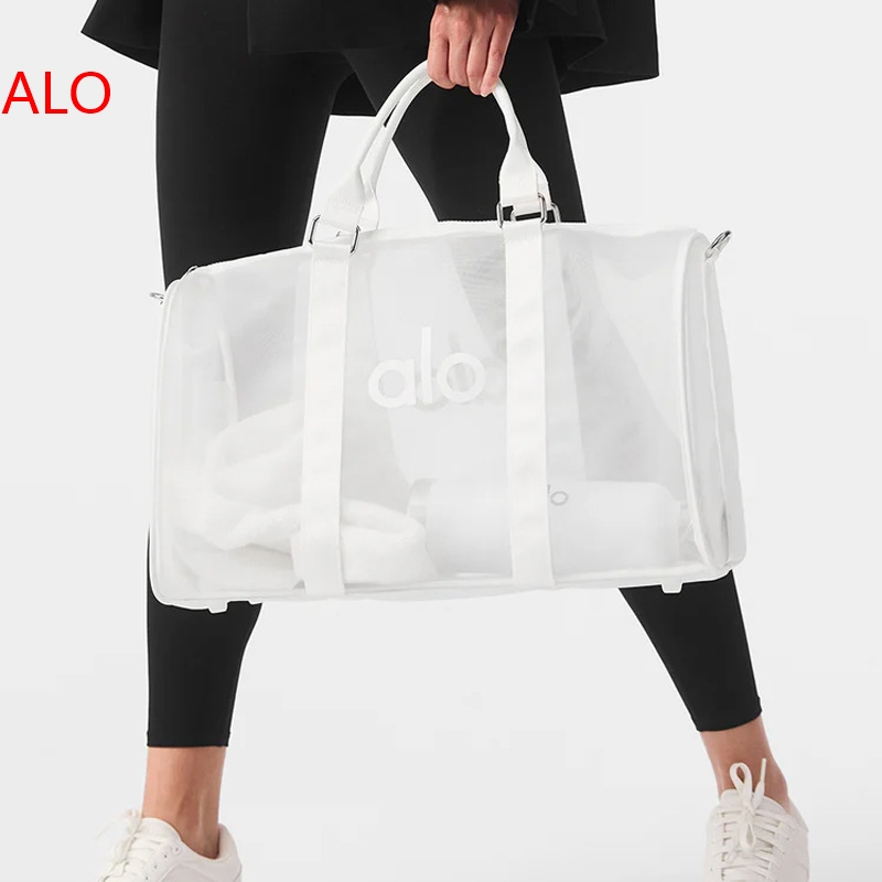 【New】 A Alo Yoa Transparent Mesh Bag Luggage Bag Yoga Fitness Bag Sports Womens Bag Outdoor Fitness 