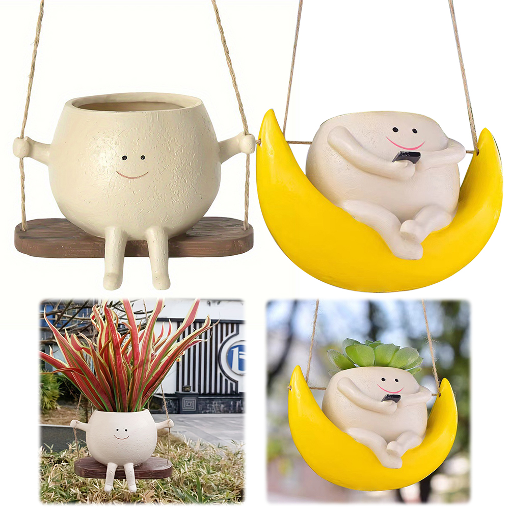 [Homeoolss] đu mặt cười trồng nhựa mặt cười Chậu Hoa Sáng Tạo mặt cười đựng hoa cho nhà máy ngoài trời trong nhà