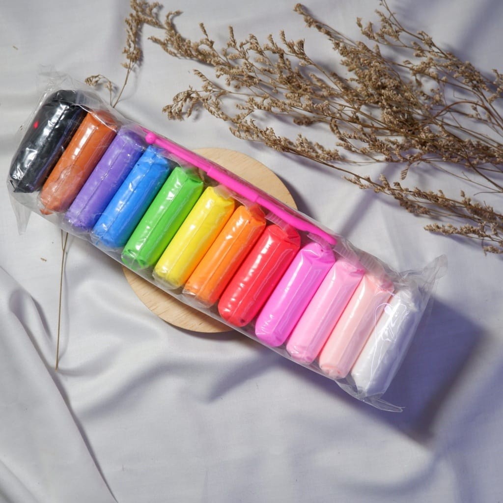 12pcs Clay Polymer Mainan Anak Edukasi SLIME Clay Dough Colour Play