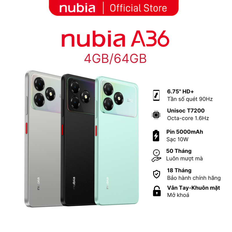 [Mới] Điện thoại Nubia Blade A36 4GB I 64GB - Hàng Chính Hãng Giá 1,890,000 Đồng*Miễn phí vận chuyển