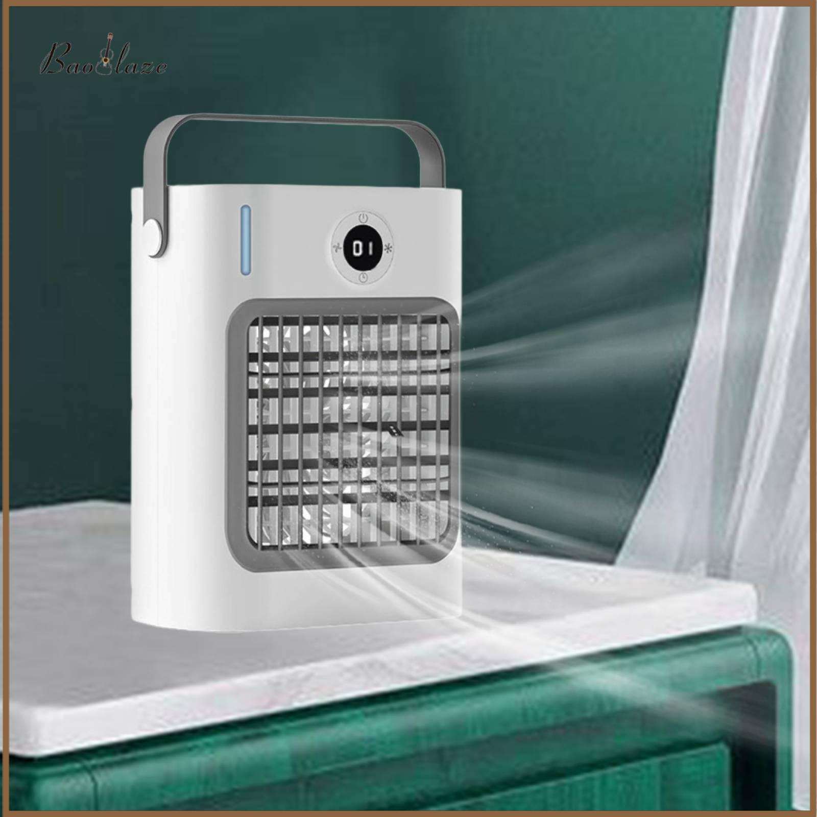 พัดลมไอเย็น Baoblaze MINI Evaporative พัดลมตั้งโต๊ะ LED ดิจิตอลจอแสดงผล Handle ขนาดเล็กประหยัดพื้นที่พัดลมระบายความร้อนส่วนบุคคลสำหรับ Home Desk