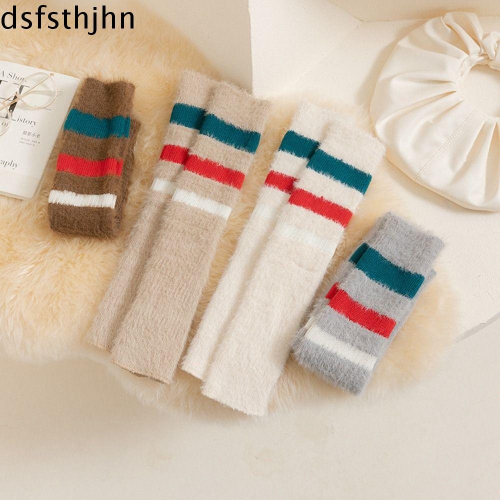 DSFSTHJHN Dễ thương Nữ Ngọt ngào JK Bê Vớ Sọc Lolita Ngón Găng Tay Găng Tay Dài Socks Bìa Khởi động Bao Gồm ARM Hâm Nóng Len Khởi Động Sang trọng Chân Bìa Phụ nữ Ủ Chân