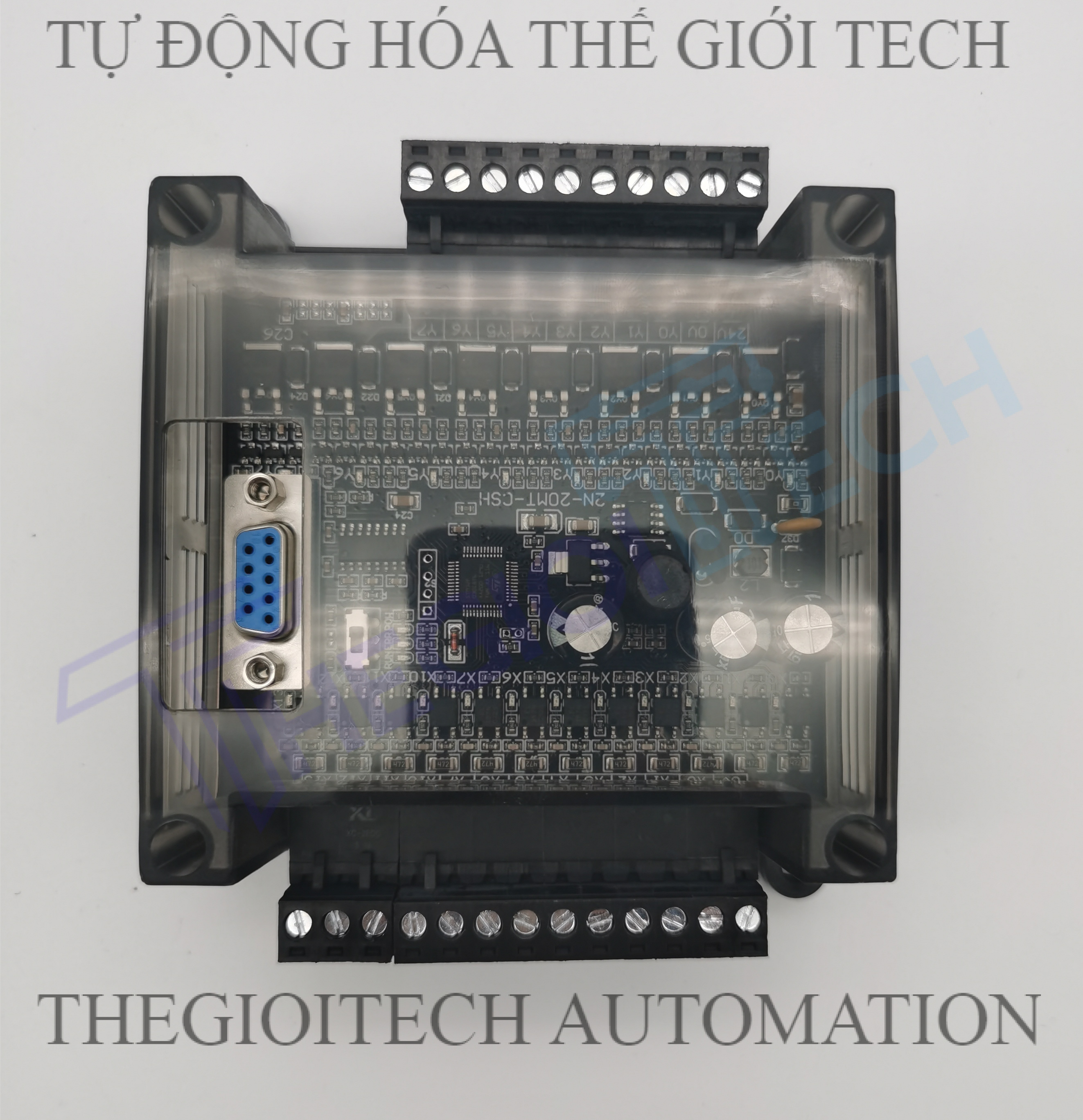 Board Lập Trình PLC HK HK2N FX2N 20MT 12 input 8 output transistor  24V TTL RS232, GX Works2 Mitsubishi - 20MT 232 vỏ