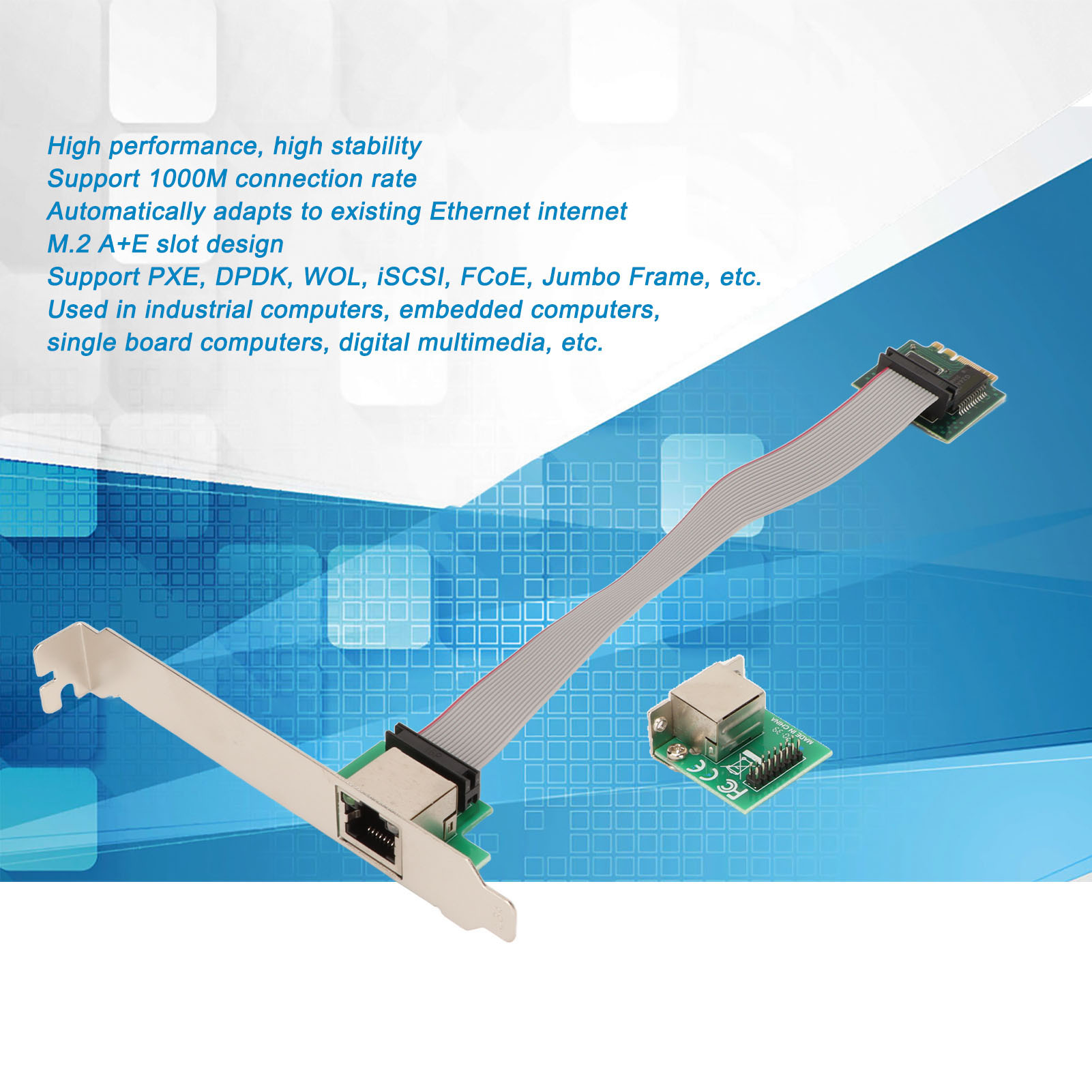 Garosa Bộ chuyển đổi máy chủ Ethernet Gigabit Ethernet M.2 Bộ chuyển đổi Nic cổng đơn Rj45 hiệu suất cao 1000M cho máy tính công nghiệp Giá 560,000 Đồng*Miễn phí vận chuyển