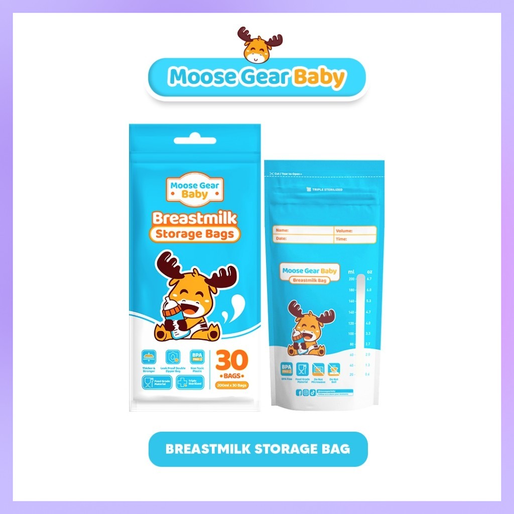 Moose Gear Baby Breastmilk Storage Bag 200ml 30pcs (1BAG) Leak Proof Double Zip Lock bag ...