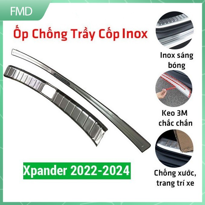 Ốp chống trầy cốp trong ngoài inox xe Xpander 2022-2024 - FMD
