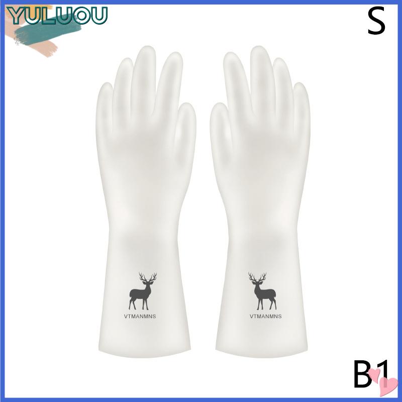 [YuLu Store ] 🔥🔥 Phong cách đơn giản hộ gia đình rửa chén găng tay phụ nữ giặt quần áo không thấm nước Găng tay cao su mỏng hộ gia đình bàn chải bát găng tay cao su - 4