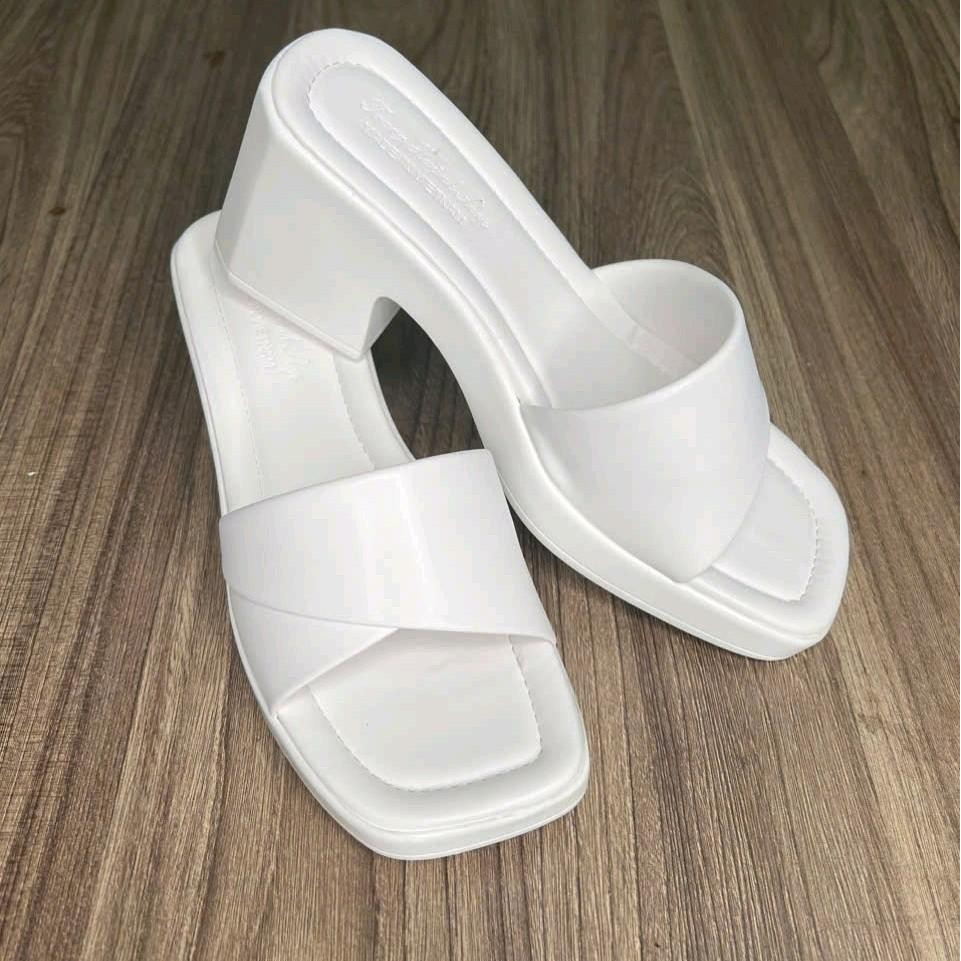dép nữ cao gót - quai ngang xếp - đế PU cao 6 phân ( MS 17) Shoes DéP Nhung Đế Bằng Cao Su GiàY Đồng Jean - 4