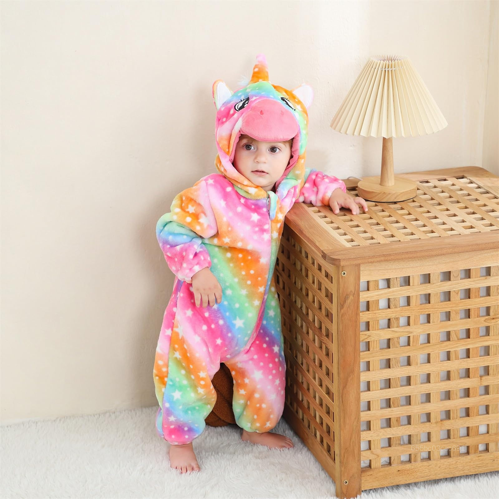 Trẻ Em Flannel Một Mảnh Đồ Ngủ Jumpsuit Thoáng Khí Dày Flannel Đồ Ngủ Với Mui Xe Cho trẻ em bé trai bé gái Nhà Mặc chính hãng chất lượng cao SH-My
