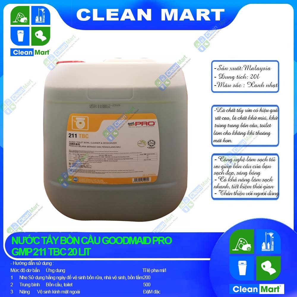 [GOODMAID PRO] NướcTẩy Bồn Cầu Goodmaid Pro GMP 211 TBC (20L) - CLEAN MART